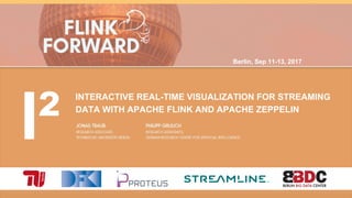 Berlin, Sep 11-13, 2017
I²
INTERACTIVE REAL-TIME VISUALIZATION FOR STREAMING
DATA WITH APACHE FLINK AND APACHE ZEPPELIN
 