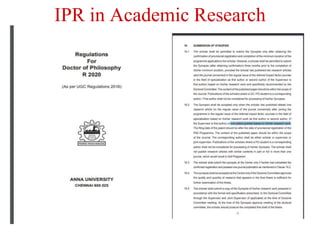 IPR in Academic Research
 