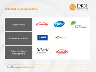 Selected fields of comms
Public Affairs
Environmental Affairs
Crisis and Issue
Management
Bosch and Siemens
Home Appliances
 