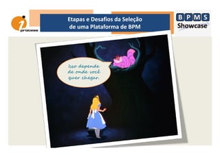 Etapas e Desafios da Seleção
de uma Plataforma de BPM
Isso depende
de onde você
quer chegar.quer chegar.
 