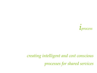 iprocess


creating intelligent and cost conscious
          processes for shared services
 