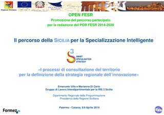 Il percorso della SICILIA per la Specializzazione Intelligente
«I processi di consultazione del territorio
per la definizi...