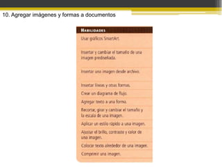 10. Agregar imágenes y formas a documentos
 