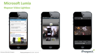 Microso`	
  Lumia	
  
Формат	
  Video	
  Lightbox	
  
Источник:	
  Microso~;	
  iProspect;	
  	
  	
   Период	
  размещения:	
  01.12.14	
  -­‐	
  31.12.14	
  
	
  
 