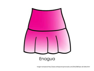 Enagua
Imagen tomada de http://www.estiloparamujeresreales.com/2012/08/tipos-de-falda.html
 