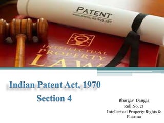 Bhargav Dangar
Roll No. 21
Intellectual Property Rights &
Pharma
 