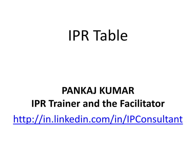IPR Table | PPT