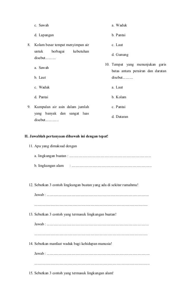 SOAL ULANGAN HARIAN