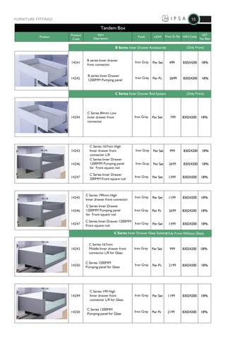 IPSA Price List Furniture Fittings 2018 | PDF