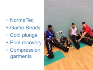 + NormaTec
+ Game Ready
+ Cold plunge
+ Pool recovery
+ Compression
garments
 