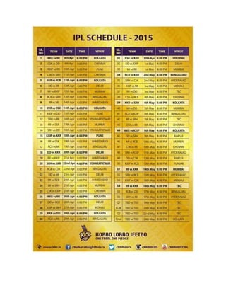 IPL schedule   2015