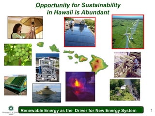 Opportunity for Sustainability
in Hawaii is Abundant
7Renewable Energy as the Driver for New Energy System
 