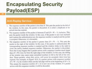 Encapsulating Security
Payload(ESP)
Anti-Replay Service:-
52
 