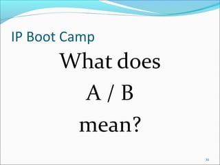 IP Boot Camp
30
 