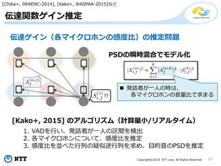 Copyright?2018 NTT corp. All Rights Reserved. 47
_vƶ
_󣨸ޥۥθжȱȣƶ}
[Chiba+, IWAENC-2014], [Kako+, WASPAA-2015]ʤ
PSD˲rϤǥǥ뻯
? kԒߤһˤΕrϡ
ޥۥȤޤ!!
[Kako+, 2015] Υ르ꥺࣨӋС/ꥢ륿ࣩ
1. VADФkԒߤһˤgʳ
2. ޥۥˤĤơжȱȤƶ
3. жȱȤK٤ФФᡢĿPSDƶ
 