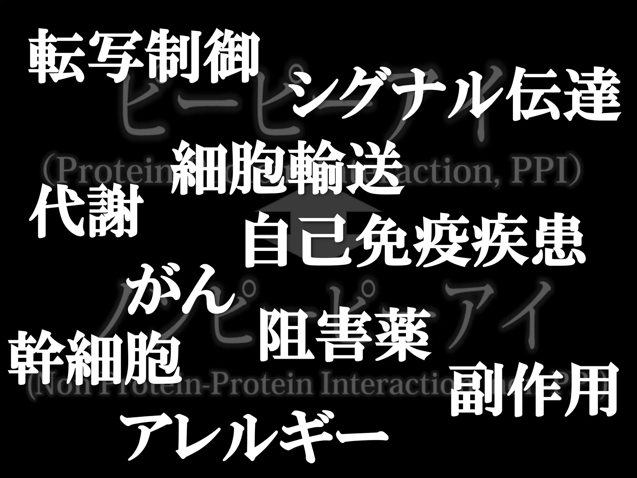 転写制御
シグナル伝達
細胞輸送
代謝
がん
自己免疫疾患
幹細胞 阻害薬
副作用
アレルギー
 