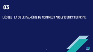L’ÉCOLE : LÀ OÙ LE MAL-ÊTRE DE NOMBREUX ADOLESCENTS S’EXPRIME.
23
03
 