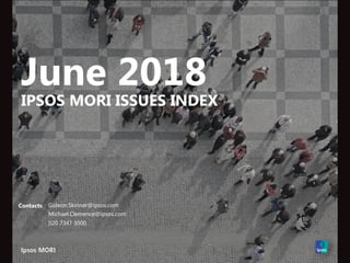 June 2018
IPSOS MORI ISSUES INDEX
Contacts: Gideon.Skinner@ipsos.com
Michael.Clemence@ipsos.com
020 7347 3000
 