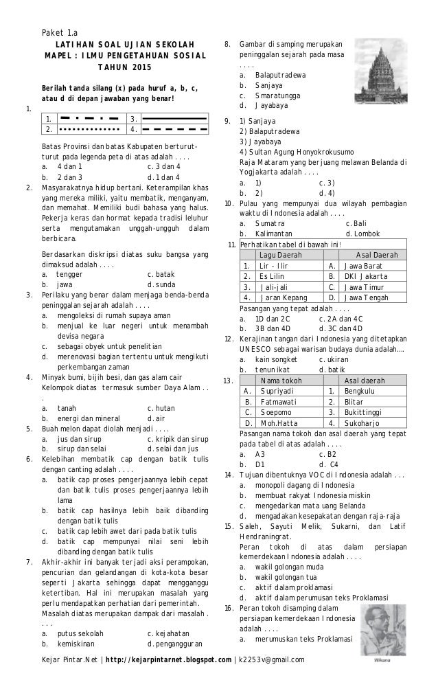 Soal ujian sekolah ips kelas 6 dan kunci jawaban 2018