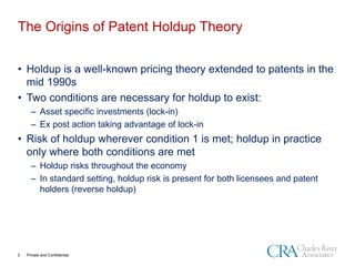 Private and Confidential
The Origins of Patent Holdup Theory
2
• Holdup is a well-known pricing theory extended to patents...