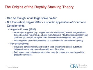 Private and Confidential
The Origins of the Royalty Stacking Theory
3
• Can be thought of as large scale holdup
• But theo...
