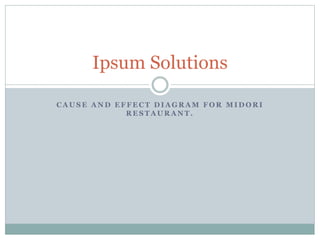 Ipsum Solutions 
CAUSE AND EFFECT DIAGRAM FOR MIDORI 
RESTAURANT. 
 