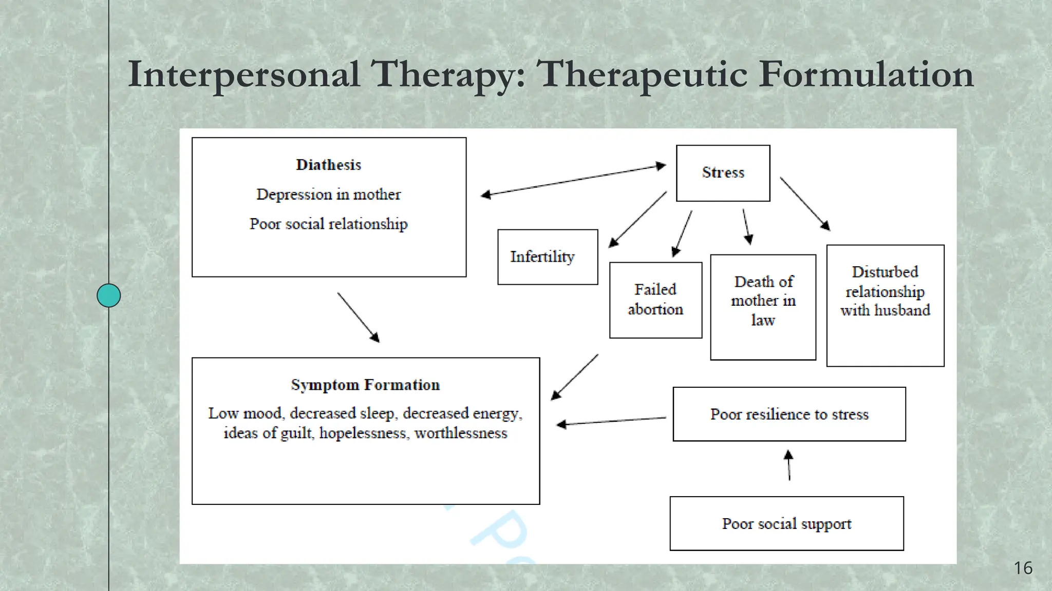 16
Interpersonal Therapy: Therapeutic Formulation
 