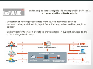 Enhancing decision support and management services in
extreme weather climate events
• Collection of heterogeneous data fr...
