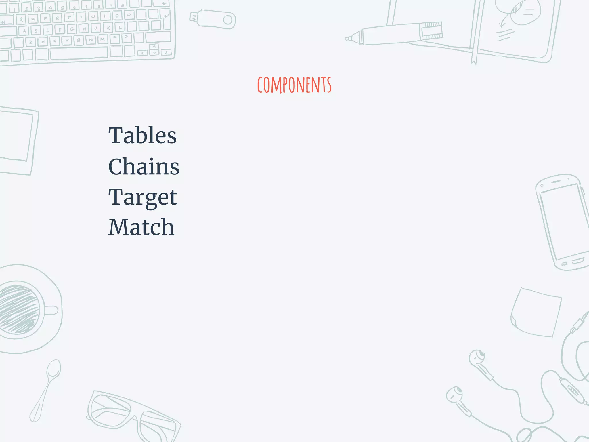 components
Tables
Chains
Target
Match
 