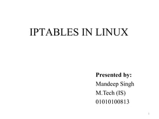IPTABLES IN LINUX
1
 