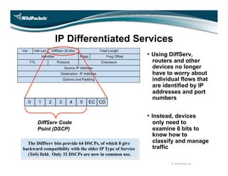 IP Differentiated Services
                                                           • Using DiffServ,
                  ...