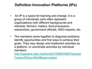 Local innovation platforms: Experiences from the Nile BDC in Ethiopia