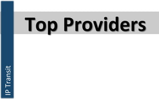 Top	
  Providers	
  
IP	
  Transit	
  	
  
 