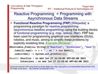 IPT High Performance Reactive Programming with JAVA 8 and JavaScript | PDF