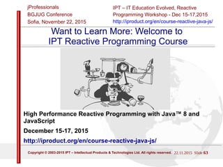 IPT High Performance Reactive Programming with JAVA 8 and JavaScript | PDF