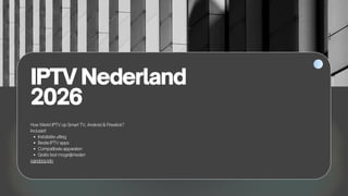 IPTV Nederland
2026
Hoe Werkt IPTV op Smart TV, Android & Firestick?
Inclusief:
Installatie uitleg
Beste IPTV apps
Compatibele apparaten
Gratis test mogelijkheden
pandora iptv
 