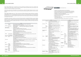 74      Digital Signage Servers                                                                                                                                                                                                                                                                 Digital Signage Servers                            75


     Pulsar Digital Signage server can generate any screen composition by dividing the screen into a template with
     smaller regions. Each region can have any loop of contents in almost any media format and the layout of the                                                                                                                  DS.100                    Digital Signage Server
     template can change accordingly to the time schedule.

     A web server gives access to the platform in a hierarchical way, allowing the Digital Signage contractor to resell                                                                                                        •  Flexible screen template definition and scheduling.
     time slots for specific regions of certain screens to third parties making it possible to get direct revenue from this                                                                                                    •  Mixed Low and High connectivity channel generators management.
     platform.                                                                                                                                                                                                                 •  Screen provisioning based on the most advanced IPTV technologies.
                                                                                                                                                                                                                               •  Managed screen content provision bandwidth and scheduling.
     Pulsar Digital Signage server can drive as many low and high connectivity channel generators as desired,                                                                                                                  •  Individual or group screen addressing.
     independently from the IP technology used to connect the server to the channel generators. It can also upload any                                                                                                         •  Third parties information integration and caching.
     given template to one or a group of Channel Generators to provide an easy and fast management of large amounts                                                                                                            •  Real Time screen monitoring.
     of screens. The server will also manage the synchronization of the channel generators even if they are distributed                                                                                                        •  Multiformat content.
     across different time zones.                                                                                                                                                                                              •  Connection to the screens via any IP technology (Ethernet, Wifi, 3G, Satellite,
                                                                                                                                                                                                                                  DSL, analog modem, etc.)
     It’s possible to link specific contents to a external information system, like weather RSS feeds or queue ticketing                                                                                                       •  Integration of LiveTV, Playout or VoD contents in the templates.
     systems. The server will get the information from the external sources periodically and will upload the updated
     info to each screen. In case the internet connection with the server is lost, the signage screens will work with the                                                                                      DS.100                                                                                  DS.100
     latest available information avoiding empty spaces in the screens’ templates, for both low and high connectivity                                                                Processor       Two Intel Xeon processors 5500 series                                                       Operating temperature: 5° C to 35° C (41° to 95°
     channel generators.                                                                                                                                                                             Level 1: 32 KB instruction and 32 KB data L1 cache                                          F) at sea level
                                                                                                                                                                                                     per core                                                                                    Non operating temperature: -40° C to 68° C (-40°
                                                                                                                                                                                                      Level 2: 256 KB unified (data and instruction) L2                                          to 154° F)
                                                                                    PS.100                                                                                           Cache
                                                                                                                                                                                                     cache per core                                                                              Operating relative humidity: up to 93%, non
                                                                                                                                                                    Architecture
                        Processor                  One or Two Quad-Core Intel Xeon L5420 Processor, 2.50 GHz, 1333 MHz FSB, 50W.                                                                     Level 3: 4 MB or 8 MB shared inclusive L3 cache per                                         condensing, 38° C max. wet bulb
                        Cache                      Quad Core Processors: 12 MB L2 cache per core                                                                                                     processor                                                                                   Non operating relative humidity: Up to 93%, non
       Architecture                                                                                                                                                                                                                                                                              condensing
                                                   DIMM Slots Memory Type        Up to 32 GB of 800 MHz ECC FB-DIMM or 667 MHz ECC FB-DIMM                                                           12 DDR3 DIMM slots (six DIMM slots per CPU socket);       Environment
                        Main memory                                                                                                                                                  Main
                                                   Memory Configuration          4 GB total memory. System configurations from 1 GB up to 32 GB                                                      system supports from 2 GB (1x 2 GB to 96 GB (12x 8                                          Operating altitude: Up to 3,000m (9,000 ft.), max.
                                                                                                                                                                                     memory
                                                                                                                                                                                                     GB) of memory                                                                               ambient temperature is derated by 1° C per 300m
       Graphics Controller                         ASPEED AST2000                                                                                                                                                                                                                                above 900m
                                                                                                                                                                                                     Based on Intel Xeon processor 5500 series and Intel
       System architecture                         Intel Quad Core technology                                                                                       System architecture
                                                                                                                                                                                                     5500 Chipset                                                                                Non operating altitude: 10,000m (35,000 ft.)
                                                   Network: Four Integrated 10/100/1000 Base-T Ethernet ports                                                                                        Network: Two 10/100/1000Base-T Ethernet ports                                               Acoustic noise: 7.5 B operating, 7 B idling / 70 dBA
                                                   Management: Service processor with embedded Lights Out Manager (LOM) standard                                                                      Serial: One RJ-45 port                                                                     operating, 60 dBA idle (declared noise emissions
                                                   Serial: RJ-45                                                                                                                                                                                                                                 in accordance with ISO 9296 A-weighted, sound
                                                                                                                                                                    Standard/integrated              USB: Five USB 2.0 ports (two front, two rear, one
       Standard/integrated interfaces                                                                                                                                                                                                                                                            power)
                                                   SATA: Up to two hot-pluggable SATA bays, 2 TB max.                                                               interfaces                       internal)
                                                                                                                                                                                                                                                                                                 Single non redundant power supply; max. power
                                                   USB: Five USB 2.0 ports (two front, two rear, one internal)                                                                                       Expansion bus: One PCIe 2.0 slot (x16 electrical/x16                                        supply rating 600 W at 80% efficiency
                                                                                                                                                                                                                                                               Power
                                                   Expansion bus: One PCIe slot (x16 electrical/x16 mechanical), half-length, half-height                                                            mechanical, low-profile)
                                                                                                                                                                                                                                                                                                 AC power: 100–240 V AC (47–63 Hz)
                                                   Solaris OS 10 or GNU/Linux                                                                                                                        Solaris 10 OS
                                                                                                                                                                                                                                                                                                 IEC 60950, UL/CSA 60950, EN 60950, CB Scheme
       Software         Operating systems          IPMI 2.0 compliant Service Processor with embedded. Lights Out Management offering remote power, KVM                                              OpenSolaris™ OS                                                            Safety
                                                                                                                                                                                                                                                                                                 with all country differences
                                                   (keyboard, video, mouse) and media capability                                                                                                     Red Hat Enterprise Linux 4                                Regulations                       FCC CFR 47 Part 15 Class A, EN 300 386 v1.3.3, EN
                        Internal disk option       Two hot-pluggable 250-750 GB 7200 rpm 3.5” SATA II HD                                                                                                                                                                        RFI/EMI
                                                                                                                                                                                                     Red Hat Enterprise Linux 5                                                                  55022 Class A, EN 61000-3-2, EN 61000-3-3
       Mass storage
                    Removable Media                Up to one EIDE DVD-ROM or DVD+/-RW DL drive                                                                                       Operating       SUSE Linux Enterprise Server 10                                            Immunity         EN 55024, EN 300 386 v1.3.3
       and media                                                                                                                                                    Software
                    RAID                           RAID 1 hardware mirroring to provide fault tolerance                                                                              systems         VMware ESX 3.5                                                                              CE, CB Scheme, UL, CSA, CCC, BSMI, AR-S,
                                                                                                                                                                                                                                                                                Safety
                                                   Operating temperature: 5° to 35° C (41° to 95° F) at sea level                                                                                    Windows Server 2003 Standard/Enterprise Editions                                            GOST-R
                                                   Non operating temperature: -40° to 68° C (-40° to 154° F), up to 93% relative humidity, non condensing, 38° C                                     Windows Server 2008 Standard/Enterprise Editions                                            CE, FCC, VCCI, ICES, BSMI, CCC, MIC, C-Tick,
                                                                                                                                                                                                                                                                                EMC
                                                   max. wet bulb                                                                                                                                                                                               Certifications                    AR-S, GOST-R
                                                                                                                                                                                                     Windows Server 2008 Standard/Enterprise/
       Environment                                 Operating altitude: Up to 3,000m (9,000 ft.), max. ambient temperature is derated by 1° C per 300m above 900m                                     Datacenter Editions                                                                         RoHS-compliant labeled, per WEEE (Waste
                                                                                                                                                                                                                                                                                Other            Electrical and Electronics Equipment) Directive
                                                   Non operating altitude: up to 12,000m (=~36,000 ft.)                                                             Networking                       Two GbE ports integrated on motherboard
                                                                                                                                                                                                                                                                                                 (2002/95/EC)
                                                   Acoustic noise: 70 dBA operating, 69 dBA idle (declared noise emissions in accordance with ISO 9296                                               Optional Sun Integrated Lights Out Manager (ILOM)
                                                                                                                                                                                                                                                                                Height           43mm (1.7 in.)
                                                   A-weighted, sound power)                                                                                                                          service processor module
                                                                                                                                                                                                                                                                                Width            436mm (17.2 in.)
                                                   Single PSU                                                                                                                                        – VGA 8 MB: 1,024x768 at 60 Hz                            Dimensions
       Power                                                                                                                                                                                                                                                                    Depth            650mm (25.6 in.)
                                                   AC power: 100–240 V AC (47–63 Hz)                                                                                                                 – Management port: One 10/100 RJ-45 port                  and weight
                                                                                                                                                                                                                                                                                          MIN    9.8 kg (21.7 lbs.)
                        Safety                     IEC 60950, UL/CSA 60950, EN 60950, CB Scheme with all country differences                                                                         Enables remote power control; remote keyboard,                             Weight
                                                                                                                                                                                                     video, mouse (KVM) graphical                                                         MAX    13.9 kg (30.6 lbs.)
       Regulations      RFI/EMI                    FCC CFR 47 Part 15 Class A, EN 300 386 v1.3.3, EN 55022 Class A, EN 61000-3-2, EN 61000-3-3
                                                                                                                                                                    Management                       access; and remote media (DVD, CD, floppy)                                                  Rackmounting slide rail kit
                        Immunity                   EN 55024, EN 300 386 v1.3.3
                                                                                                                                                                                                     Secure remote access using Web interface over SSL,        Mounting option                   Toolless rackmounting slide rail kit
                        Safety                     CE, CB Scheme, UL, CSA, CCC, BSMI, AR-S, GOST-R
                                                                                                                                                                                                     or CLI over SSH                                                                             Cable management arm
       Certifications EMC                          CE, FCC, VCCI, ICES, BSMI, CCC, MIC, C-Tick, AR-S, GOST-R
                                                                                                                                                                                                     Sun™ xVM Ops Center software support                      Warranty                          One year, next business day
                        Other                      RoHS-compliant labeled, per WEEE (Waste Electrical and Electronics Equipment) Directive (2002/95/EC)
                                                                                                                                                                                                     IPMI 2.0, SNMP v1, v2c, and v3
                        Height                     44 mm (1.7”)
                                                                                                                                                                                                     In-band, out-of-band, and side-band remote
       Dimensions       Width                      425.5 mm (16.8”)
                                                                                                                                                                                                     management
       and weight       Depth                      633.7 mm (25”)
                                                                                                                                                                                                     Up to four hot-pluggable 3.5 in. SATA disk drives, 4
                        Weight                     13.3 kg (27.2 lbs.)                                                                                                                               TB max.: 1 TB, 500 GB (7,200 rpm)
       Warranty                                    One year, next business day                                                                                      Mass storage Internal
                                                                                                                                                                                                     Up to four hot-pluggable solid-state drives (SSDs),
                                                                                                                                                                    and media    disk option
      Hardware Specifications may change without prior notice.                                                                                                                                       128 GB max.: 32 GB3
                                                                                                                                                                                                     Up to two Sun Flash Modules, 48 GB max.: 24 GB3
                                                                                                                                                                   Hardware Specifications may change without prior notice.




                                                                                                                                                                                                                                                                                                                www.blusensnetworks.com
 