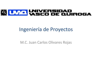 Ingeniería de Proyectos
M.C. Juan Carlos Olivares Rojas
 