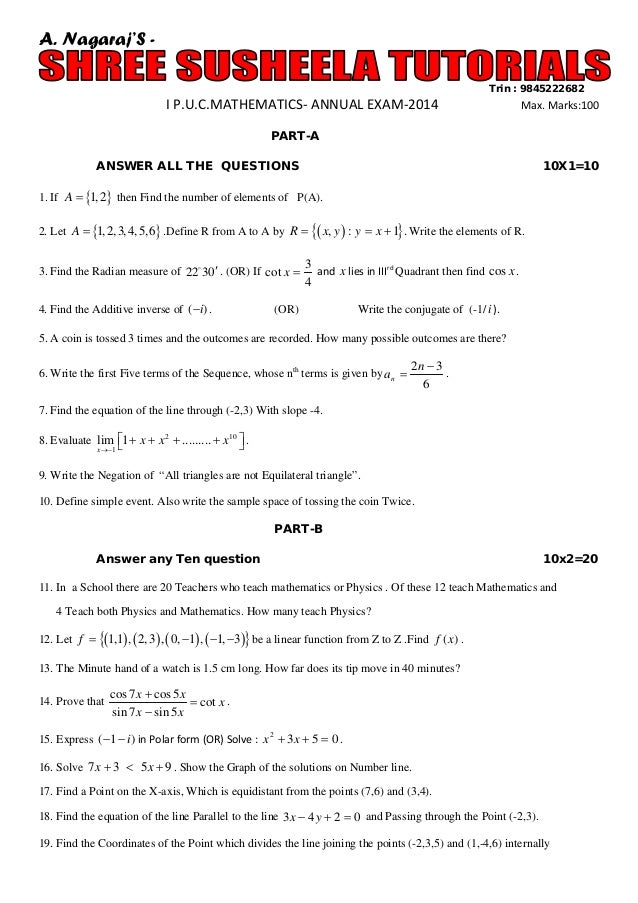 document exam class for XI question paper Class year annual PUC exam I document exam class for XI question paper Class year annual PUC exam I