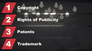 © 2015 ROBINS KAPLAN LLP
2
1 Copyright
2 Rights of Publicity
3 Patents
4 Trademark
 