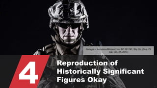 © 2015 ROBINS KAPLAN LLP 20
4
Reproduction of
Historically Significant
Figures Okay
Noriega v. Activision/Blizzard, No. BC 551747, Slip Op. (Sup. Ct.
Cal. Oct. 27, 2014)
 