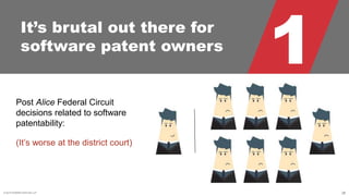 © 2015 ROBINS KAPLAN LLP 28
1It’s brutal out there for
software patent owners
Post Alice Federal Circuit
decisions related to software
patentability:
(It’s worse at the district court)
 