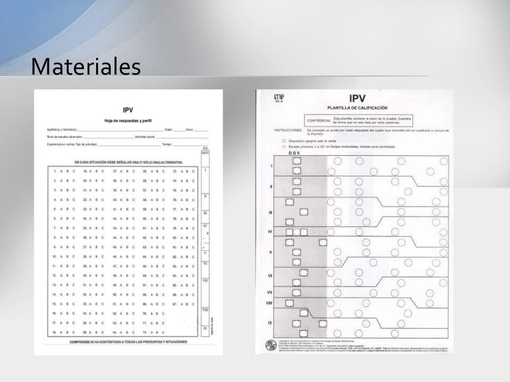 Ipv Inventario De Personalidad Para Vendedores