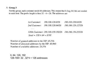 0, 64, 128, 192 
128-159= 32 , 32*4 = 128 addresses 
 