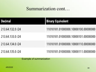 Summarization cont…
38
Example of summarization
4/6/2022
 
