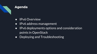 Deploying IPv6 on OpenStack | PDF