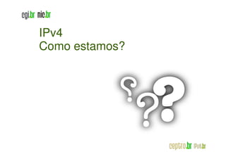IPv4
Como estamos?
 
