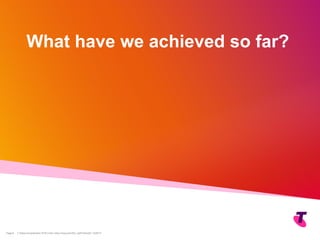 Copyright Telstra©
| Telstra Unrestricted | IPv6 in the Telco Cloud and 5G | Jeff Schmidt | 12/2017Page 8
What have we achieved so far?
 