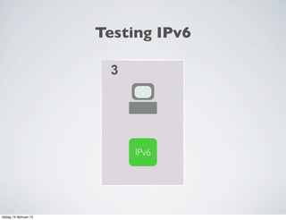 Testing IPv6

                         3




                             IPv6




tisdag 14 februari 12
 