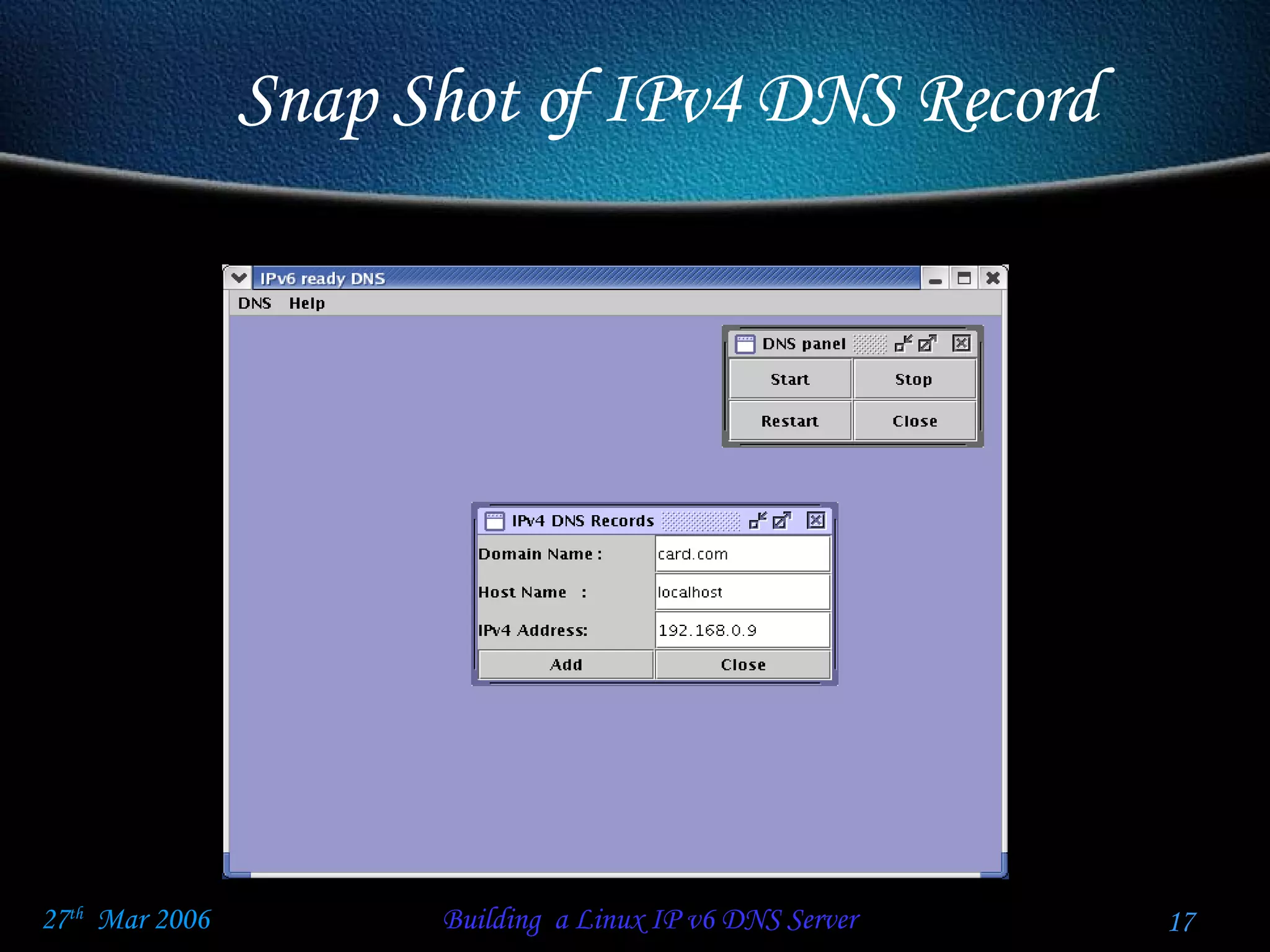 Snap Shot of IPv4 DNS Record 